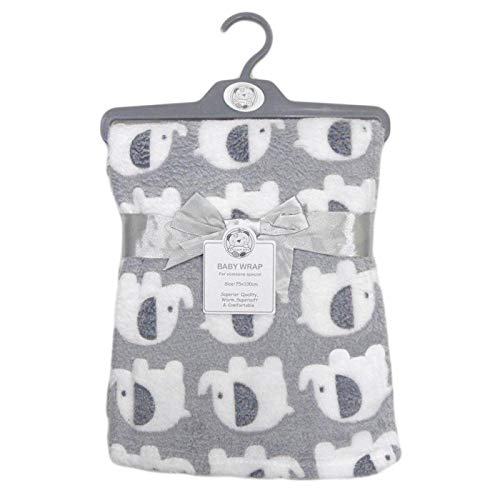 Baby Babies Supersoft Snuggle Wrap Layered Wrap Elephant Blanket Grey 75 x 100 33