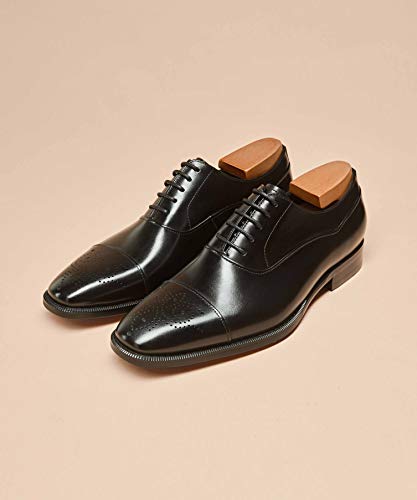 Latest Model Men Dress Shoes Formal Oxford Office Genuine Leather Shoes（10 Black） - Thumbnail 3