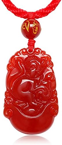 Embellishment SpongeBob goat pendant/Natural red agate pendant handmade red rope/Zodiac pendant-B