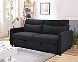 ERYE Black 3-in-1 Tufted Futon Loveseat Convertible