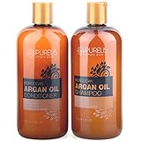 Purelis Argan Oil Shampoo & Conditioner Set, Extra Strength Formula with Keratin & Dead Sea Minerals. Restores Shine, Moisturizes Dry & Damaged Hair, Enhances All Hair Types HUGE 16.9 oz. Each.