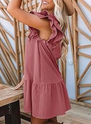 Dokotoo Womens Summer Casual V-Neck Drawstring