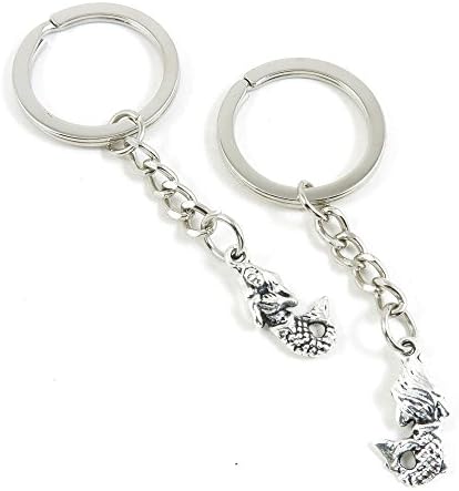 100 Pieces Keychain Keyring Door Car Key Chain Ring Tag Charms Bulk Supply Jewelry Making Clasp Findings C1EE4L Mermaid