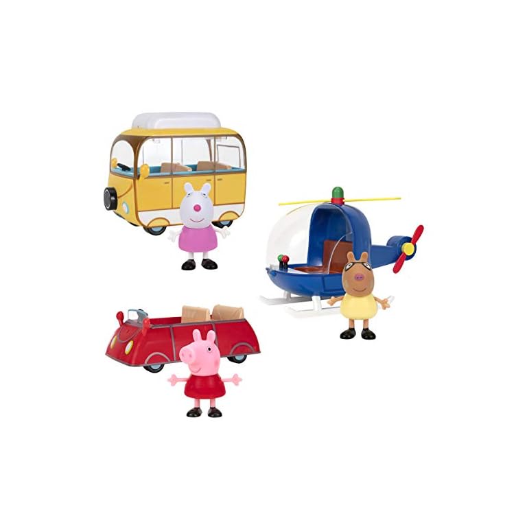 Peppa Pig Little Vehicles, 6 Piece Set Includes Figures of Peppa, Suzy Sheep & Pedro Pony with