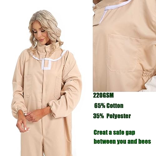 LBOYLOVE® Professional Bee Suit for Men and Women, Sting Proof Polycotton Beekeeping Suit, Beekeeper Costume with Glove &Ventilated Hood (X-Large)