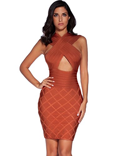 burnt orange bandage dress