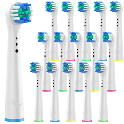 Refil Compatível com Escova Elétrica Oral B, Kit de 16 Cabeças de Escova de Dentes Elétricas Profissionais Compatível com Oral-B Braun, Cerdas Maciez Média de Alto Perfomance, Encaixe Perfeito