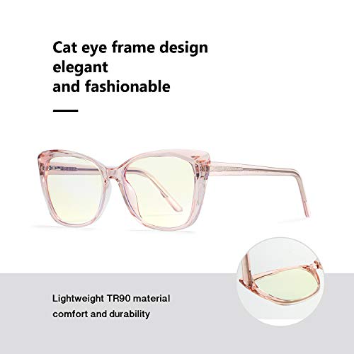 SUPACK Stylish Cat-Eye Blue Light Blocking Glasses, Diamond Cutting Design Frame, Computer Reading/Gaming/TV Eyeglasses for Women-SU201TF