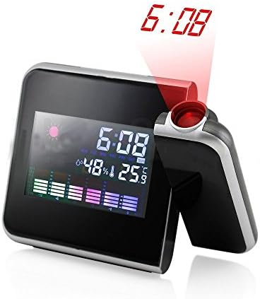New LED Backlight Projection Digital Weather LCD Snooze Alarm Clock Color Display