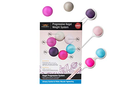 Ben Wa Progressive Kegel Weight Exercise System: 6 Weights for Woman, Beginner to Advance-Helps Strengthen Pelvic Floor Muscles and Resolves Incontinence & Bladder Control (Best Kegel Exercise Weights)