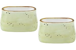 RockTrend Simple Square Ceramic Sugar Bowl Sugar Packet Holder Tea Bag Bowl, Set of 2-Green
