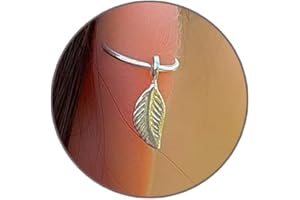 Sterling Silver Helix Hoop with Leaf Charm – 8mm 20G Thin Cartilage Hoop Earring – Handmade Hypoallergenic Silver Helix Jewel