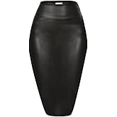 Faux Leather Skirts for Women High Waisted Leather Bodycon Pencil Skirt