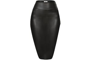SIMLU Faux Leather Skirts for Women High Waisted Leather Bodycon Pencil Skirt