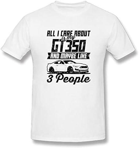 HSPTX® Shelby Gt350 All I Care About is Maybe 3 People Worn Look Cotton Men's T-Shirts Short Sleeve