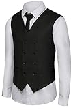 Hanayome Men's Double-Breasted Leisure Business Suit Dress Vest Waistcoat VS02£¨Black,XL£