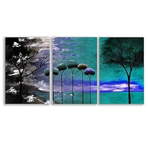 Canvas Wall Art Abstract Cloud Tree Pictures Home Wall Decorations for Bedroom Living Room Oil Paintings Canvas Prints Framed - 16"x24" x 3 Panels