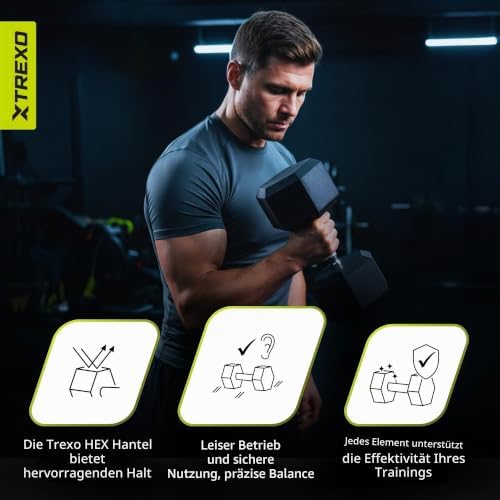 XTREXO Hexagon-Kurzhantel 2,5 kg - Gusseisen gummiert, verchromter Griff | für Krafttraining zu Hause & im Gym | für Männer und Frauen
