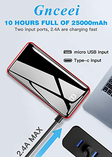 Portable Charger Power Bank 25000mAh - High Capacity with LCD Digital Display,3 USB Output & Dual Input External Battery Pack Compatible with Smart Phones,Android Phones,Tablet and Other Devices