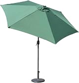 GardenKraft 14610 2.7m Outdoor Parasol Tilt & Crank 6 Ribs Dark Green