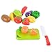 Sakiyr Play Food, 13Pcs Cutting Fruits and Veggies Toy with Basket, Cutting Food Playset for Toddlers