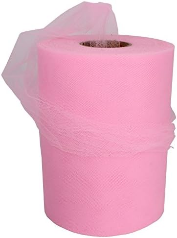 Tulle Fabric Spool/Roll 6 inch x 100 Yards (300 feet), Soft Reinforcement Type,Pink On Sale Now!