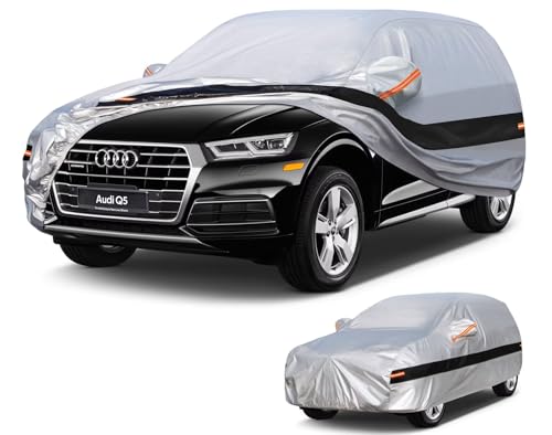 Holthly Outdoor SUV Car Cover for Audi Q5 (2008-2025), Car Cover 10 Layers of Protection, 100% Waterproof, Anti-Dust, Windproof, Rain Waterproof, UV Protection