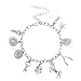 CEALXHENY Women’s Link Charm Bracelet Unicorn Butterfly Star Heart Pendant Charms Bracelet Bangles for Women