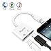 2-in-1 Headphone Adapter for IP 7/8 / X / 7 Plus / 8 Plus, Double 8 Pin Ports for Headphone Splitter Audio and Charge Adapter. (Compatible iOS 10.3 and Later)-White