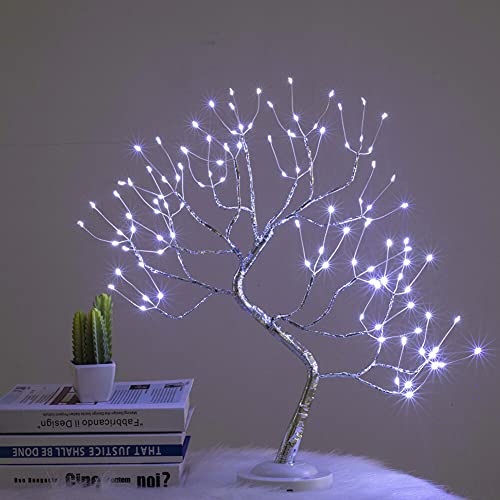 LEIGINAL Bonsai Tree Lights for Cute Room Decor, Artificial Tree Lamp for Living Room, USB Table top Fairy Light Spirit Tree, Home Decorations, Weddings… (Pure White, 108 LED)