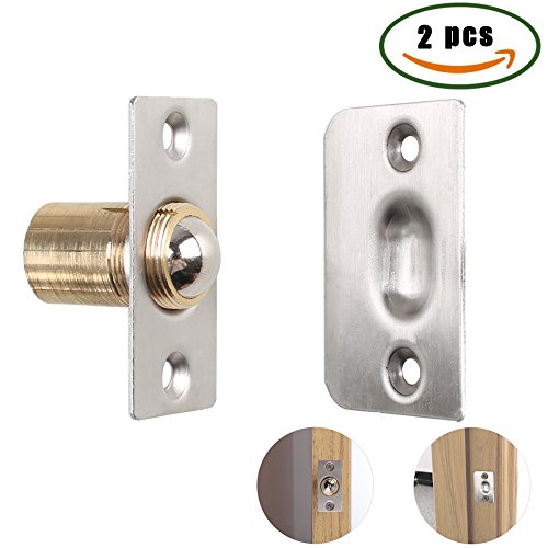 Door Ball Catch, Dayree 2pcs Adjustable 53 mm Brass Core Stainless Steel Cabinet Ball Latch with Strike Plate and Screws Easy to Install for Bathroom, Hotel, Toilet Door - Thumbnail 7