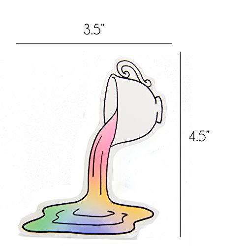 Rainbow Teacup Vinyl Sticker - Waterproof Die cut Laptop Decal - Pastel - Thumbnail 2