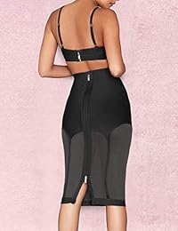 uonbox Mujer Crop parte superior 2 piezas Midi de malla juego de falda bodycon vendaje vestido
