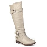 Journee Collection Womens Regular Sized and Wide-Calf Knee-High Buckle Riding Boot