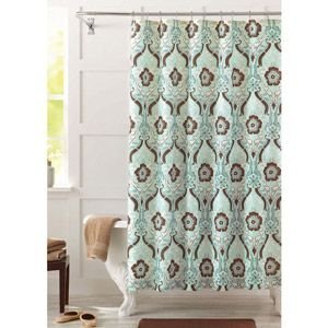 Good Seafoam Green And Brown Newcastle Fabric Shower Curtain