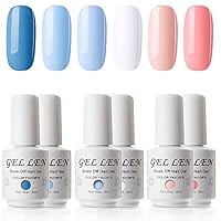 Gellen Soak Off UV Gel Polish Set Blue Peach Colors, 8ml each Nail Gel Manicure Kit