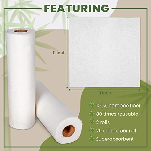 Bamboo Paper Towels by GLOSCLEAN Reusable Paper Towels 2 Rolls. Eco