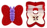 BUTTERFLY Necklace Charm Pendant w/ Crystal Wings in Butterfly Velour Gift Box (Red)