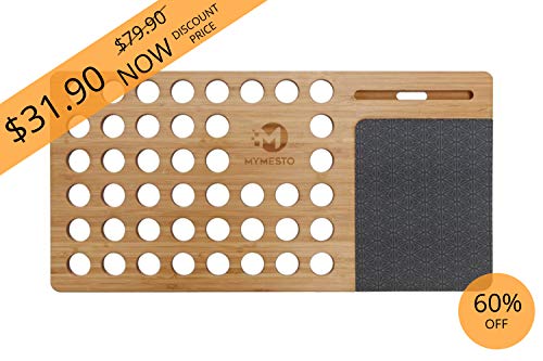 MYMESTO Bamboo Lap Desk, Lightweight Laptop Desk with Colorful Mouse Pad, Designed Portable Workstation with Smartphone and Docking Slot (for 13, 15 and 17 inch Laptops)