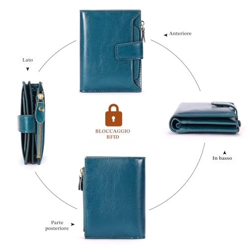 SENDEFN Women's Genuine Leather Wallet Small Cute Coin Purse with Zip 14 Cards Women's Leather Wallet with Many Compartments