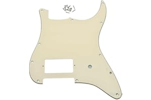 KAISH 11 Hole ST/Strat Style One Humbucker Guitar Pickguard Scratch Plate for Delonge Stratocaster/Strat Aged White 3 Ply