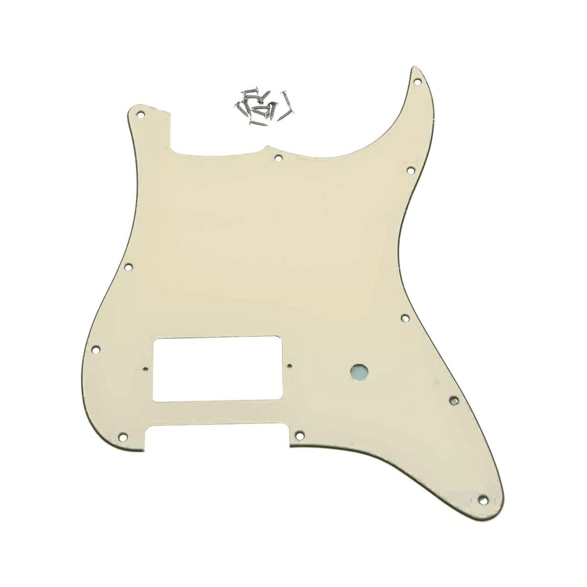 Dopro 11 Hole ST Strat One Humbucker Guitar Pickguard Scratch Plate for FD Delonge Aged White 3 Ply