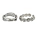 MA&SN Retro Sterling Silver Rings for Women Jewelry Set Open Finger Ring Knuckle Ring Toe Rings Resizable 2pcs