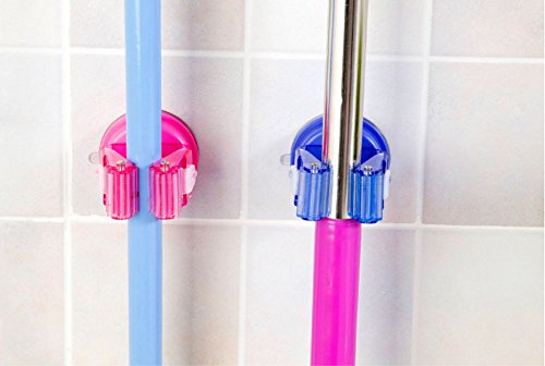 Lautechco® Round Traceless Sucker Hook Mop Holder Wall Mounted Kitchen Bathroom Suction Cup Rag/Broom/Mop Rack Storage Holder (Blue) - Thumbnail 4
