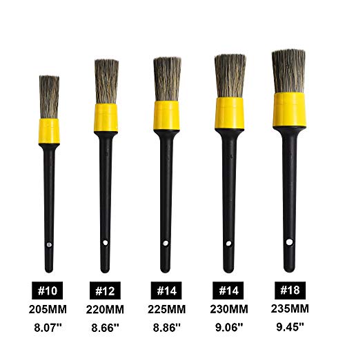 TOPEC Car Detail Brushes Kit, Automotive Detail Brush Set ï¼ˆ5+1ï¼‰ for CarÂ Motorcycle to Clean Wheels Dashboard, Interior, Exterior, Leather, Air Vents, Emblems.