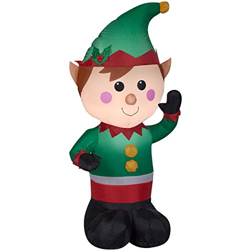 Christmas Inflatable LED Lighted Waving Elf Airblown Decoration By Gemmy (1)