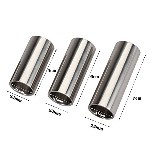 image for Bestgle Guitar Slide, Set of 3 Sizes Stainless Steel Guitar Slides Met