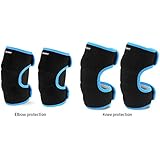 EULANT Adjustable Soft Elbow Pads and Knee Pads for Kids, Child Protective Pad Sets for Bicycle Roller Skating Basketball Football Volleyball Dancing Kneeling,Blue S