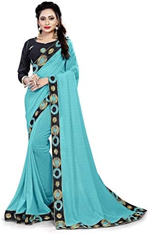 Pramukh Suppliers Women's Georgette Embroidered Saree