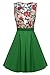 ACEVOG Women Classy 1950s Vintage Rockabilly Swing Floral Print Party Cocktail Dress, Green, Small